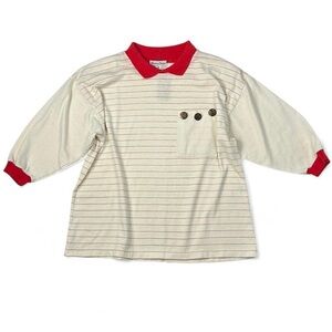 80s nautical vibe cream and white striped polo